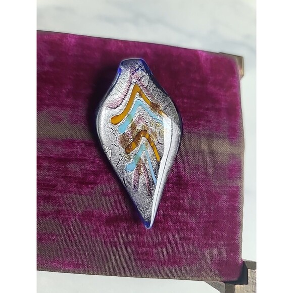 Multicolored Glass Leaf Shaped Pendant - Picture 1 of 10